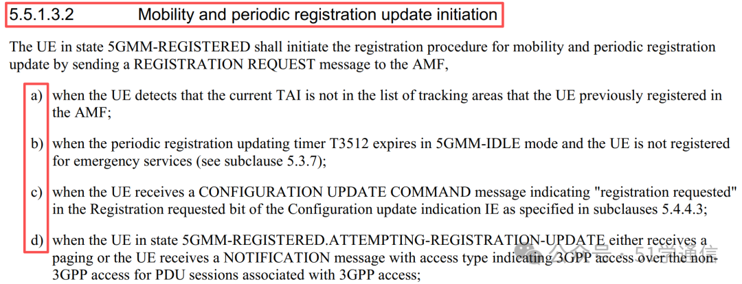 移动性与周期性注册更新触发场景(1)