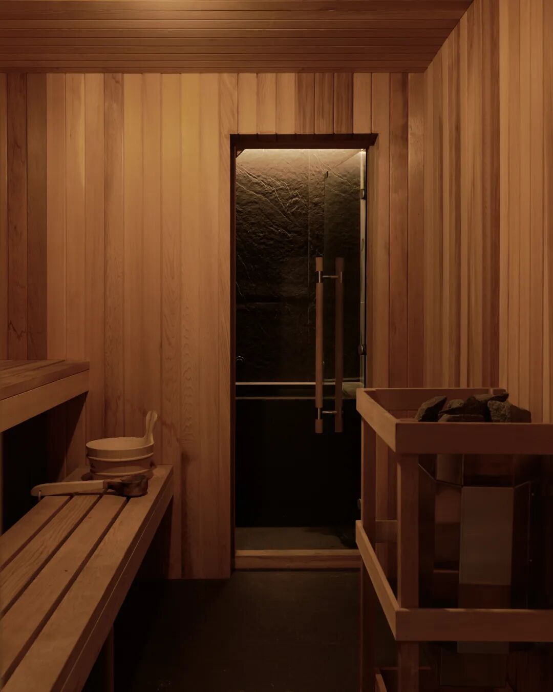 木质桑拿房内部