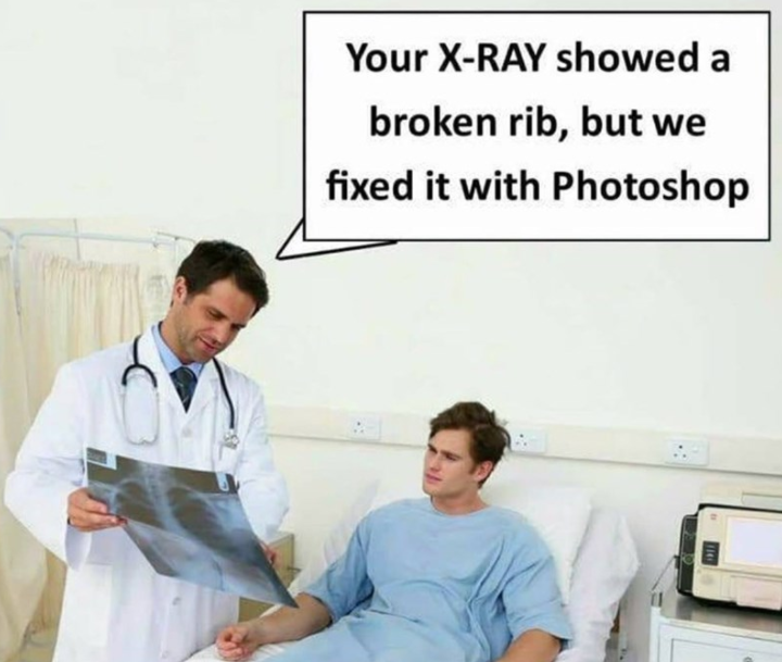 医生用PS过的X光片安慰病人的漫画