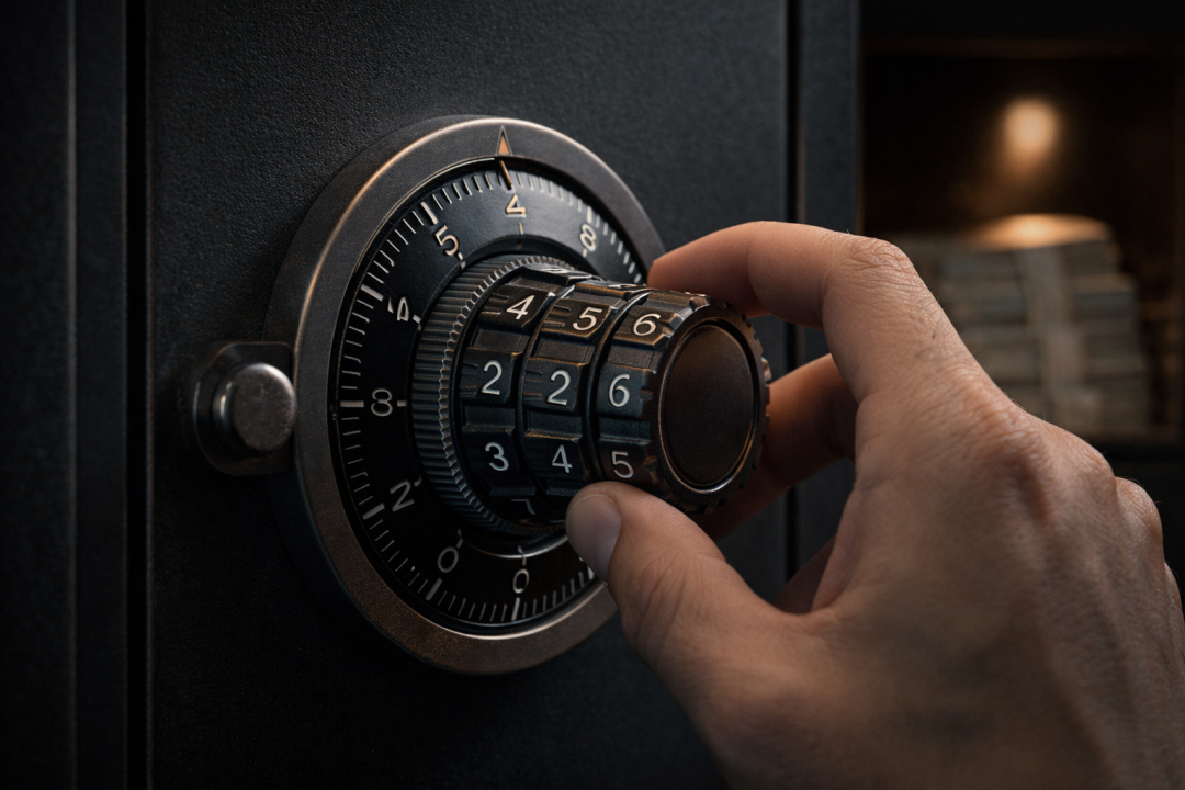 手动转动保险箱密码锁