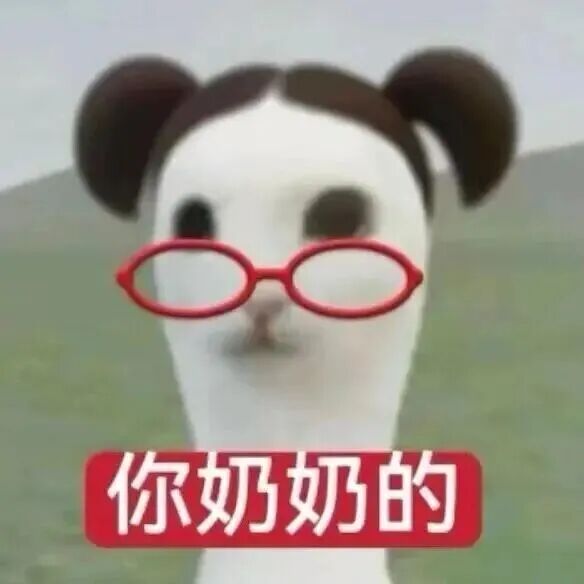 白色卡通猫表情包配文“你奶奶的”