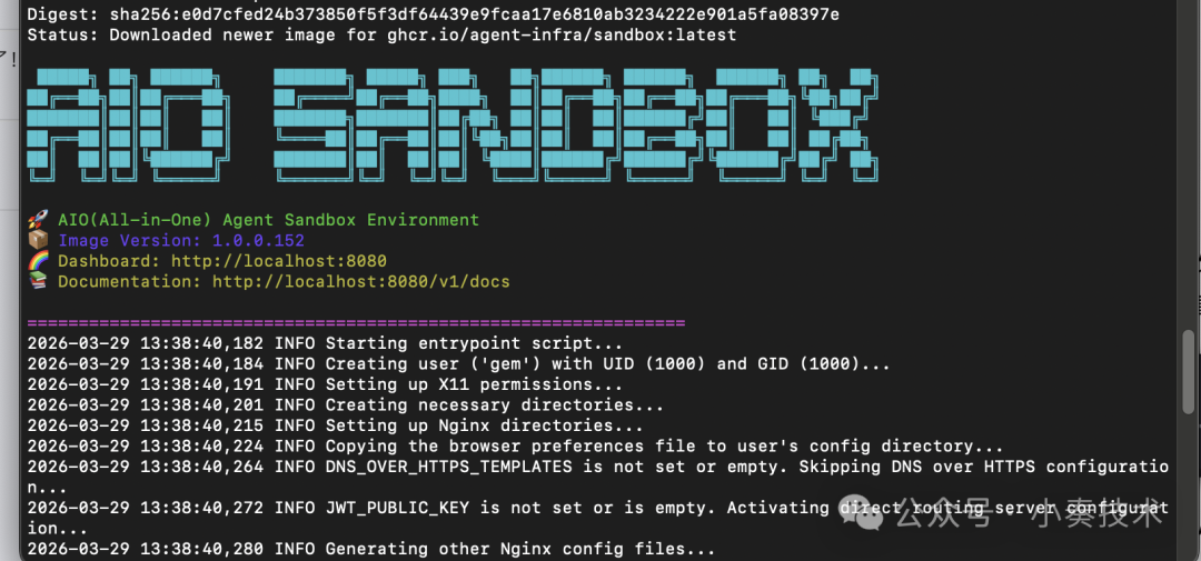 AIO Sandbox Docker 启动终端截图