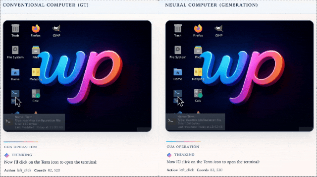神经计算机生成界面与传统计算机真实界面对比图