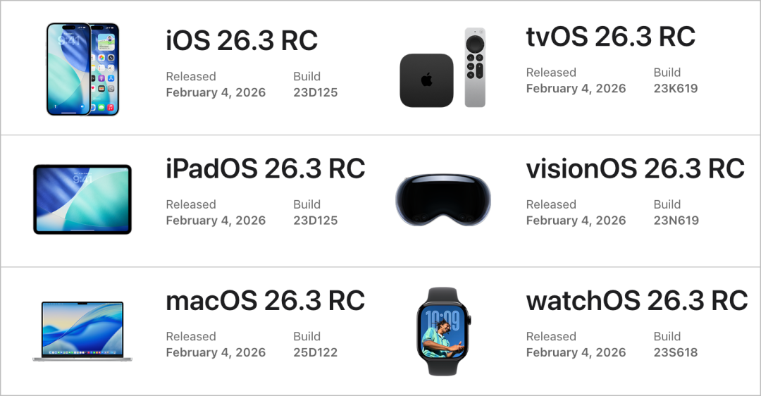 苹果多系统 RC 版更新信息汇总