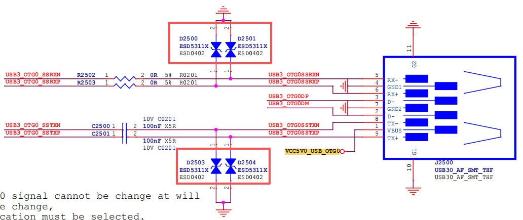 USB3 OTG 差分信号线 ESD 保护电路
