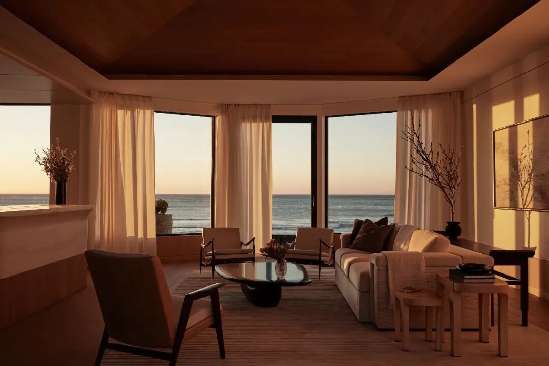 La Jolla住宅海景客厅傍晚