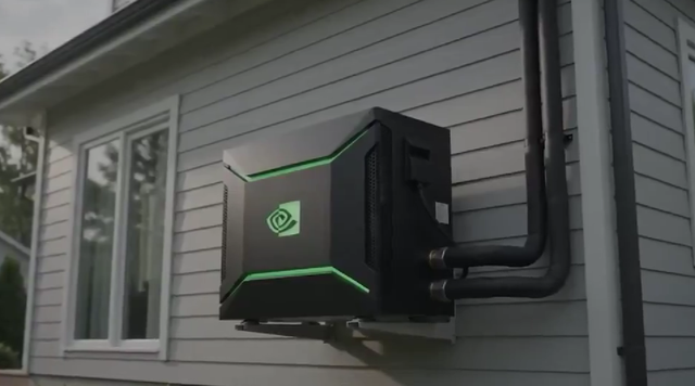 NVIDIA户外计算节点科幻风格设计与管道连接