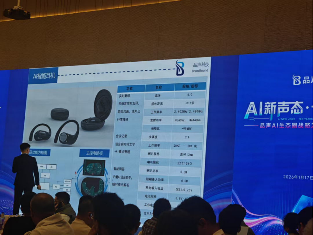 AI智能耳机产品发布屏幕