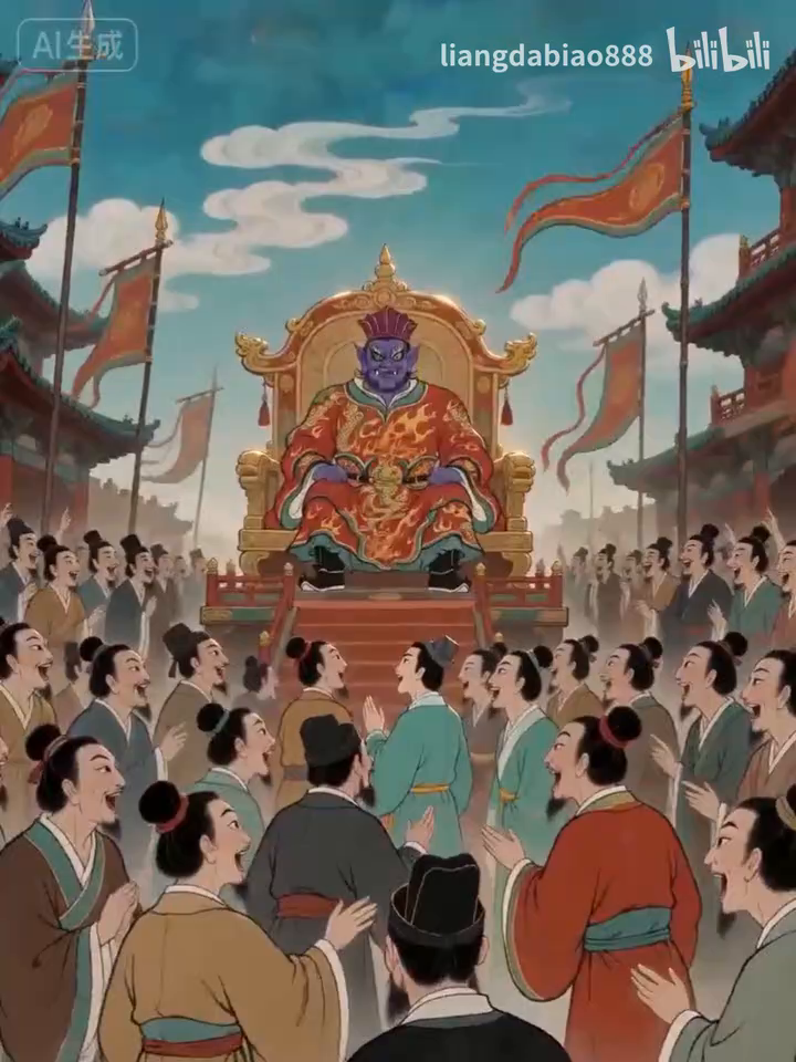 演示画面:人群、建筑与中心角色构成的场景