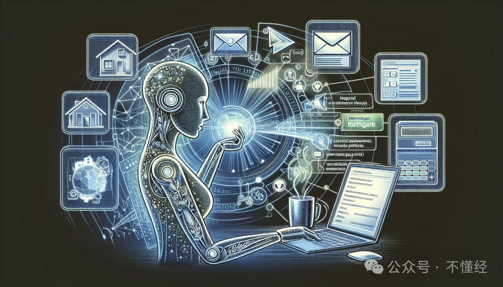 半透明机器人操作全息界面图