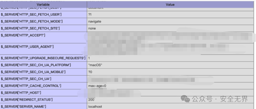 服务器环境变量显示Host信息