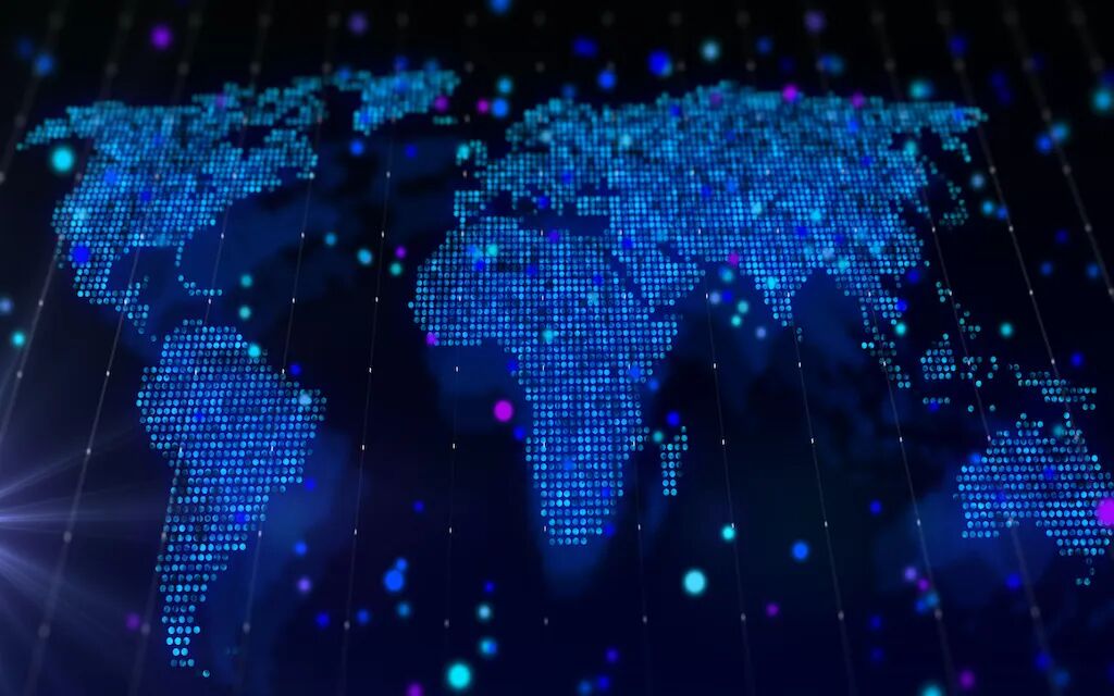 数字化全球网络数据流动概念图