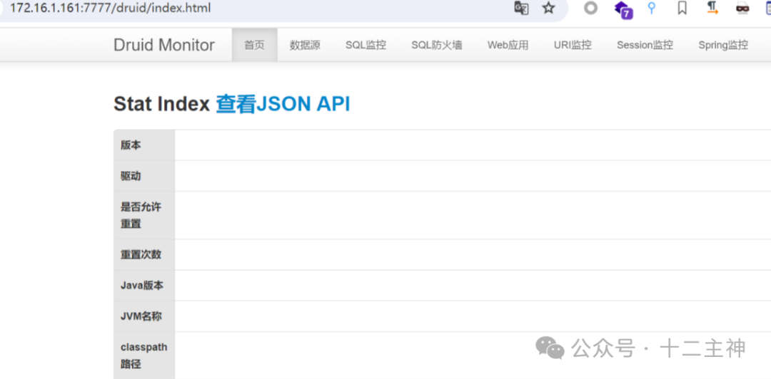 Druid监控统计索引页面