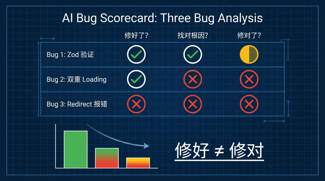 AI调试三个Bug评分卡