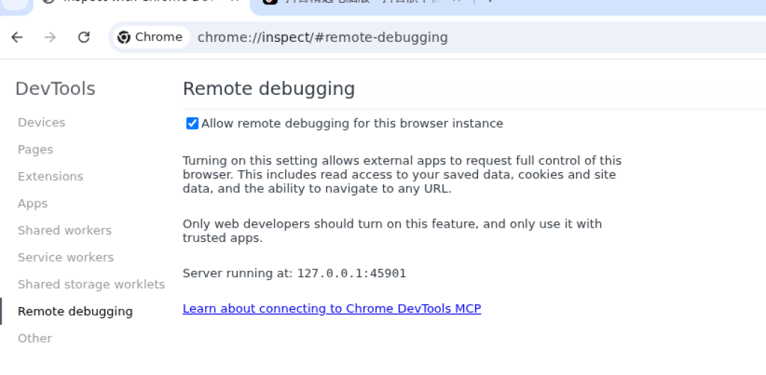 Chrome远程调试设置页面截图