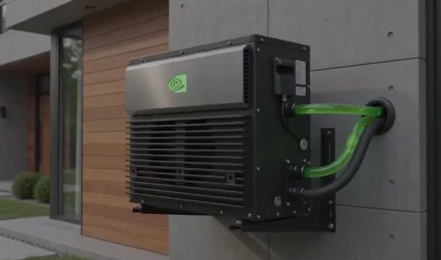 NVIDIA黑色算力节点外接绿色液冷软管