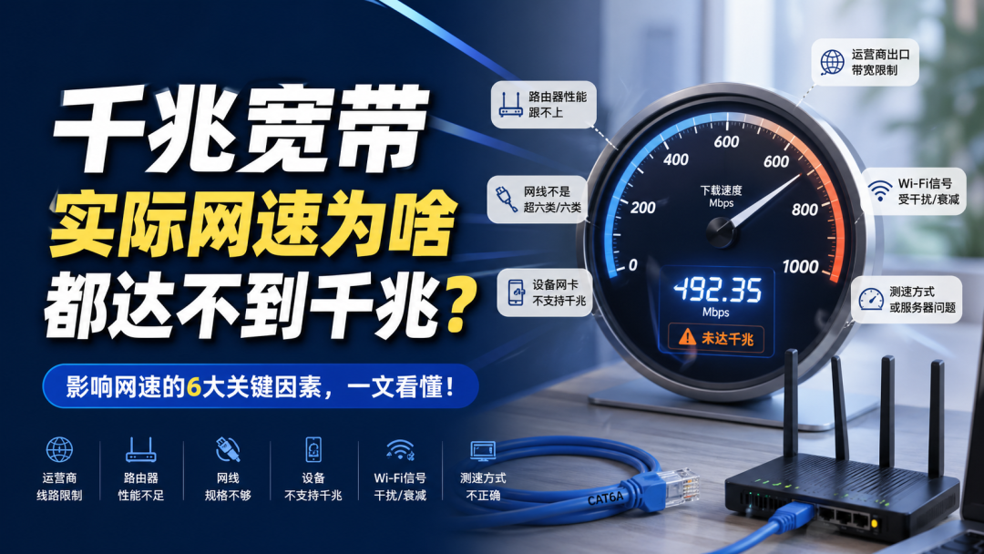千兆宽带实际网速瓶颈原因海报