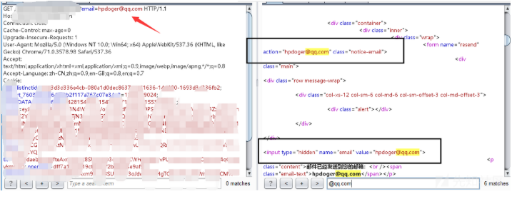 包含邮箱值的HTML页面