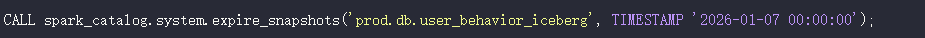 调用系统函数清理 Iceberg 快照的 SQL 示例