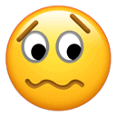 一个眉毛下垂、表示担忧和不安的黄色表情