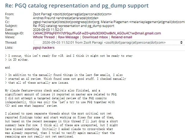 PGQ 目录表示与 pg_dump 支持的邮件讨论