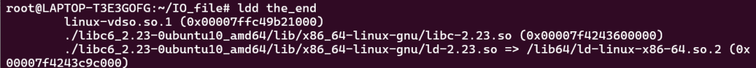 使用ldd命令验证the_end程序的动态链接库依赖