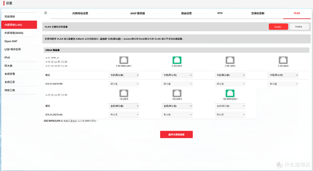 VLAN与交换机控制设置界面