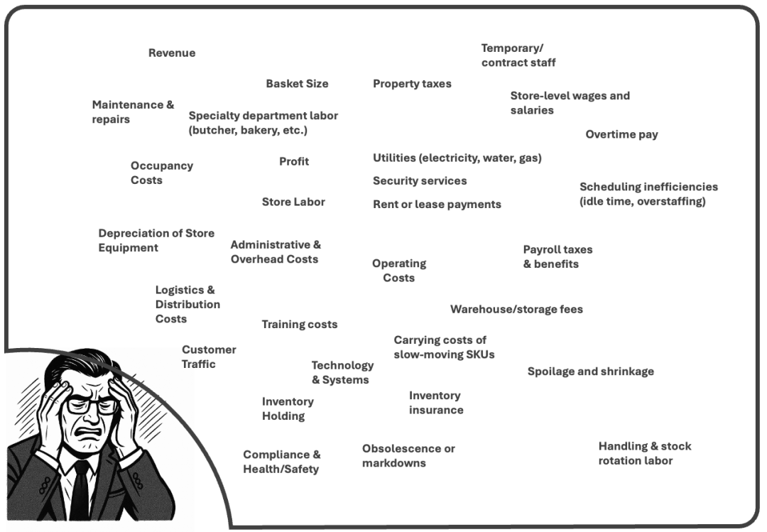 碎片化的业务指标示意图