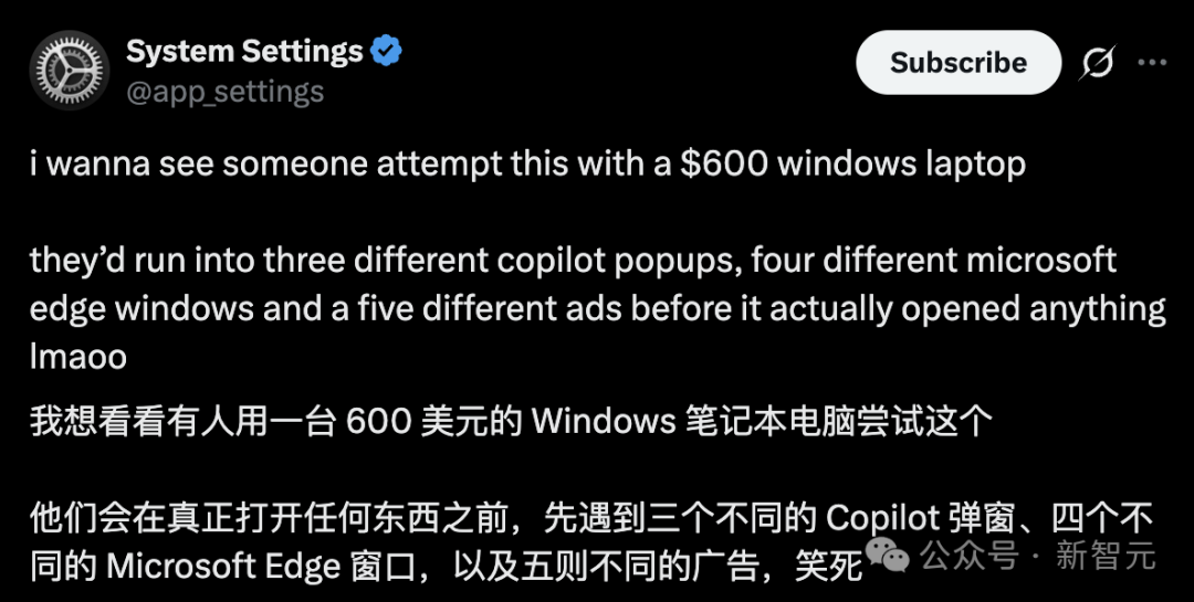 网友吐槽Copilot弹窗与广告的推文截图