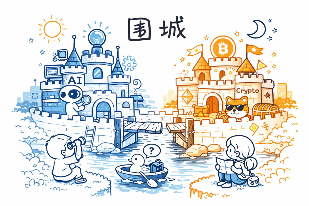 AI与Crypto围城概念插画