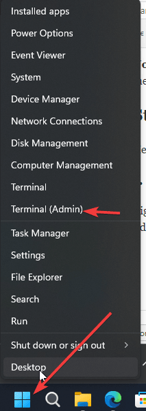 Windows 11 右键开始菜单打开终端管理员的截图