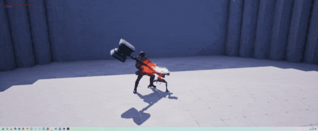 GIF动图展示角色使用大锤攻击的快速战斗