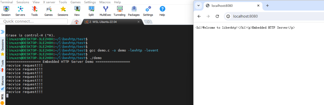 libevhtp服务器运行与访问演示