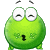 一个表情从惊讶到开心的绿色圆形卡通生物表情包