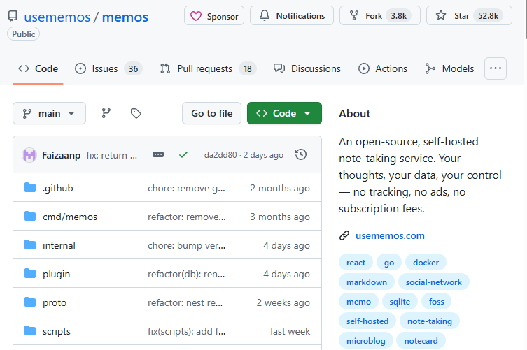 Memos GitHub仓库主页