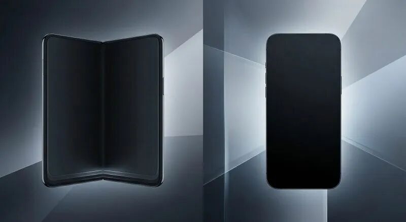 折叠屏手机与传统直板手机概念对比图