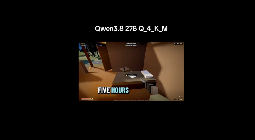 Qwen3.8-27B生成的3D第一人称僵尸射击游戏截图