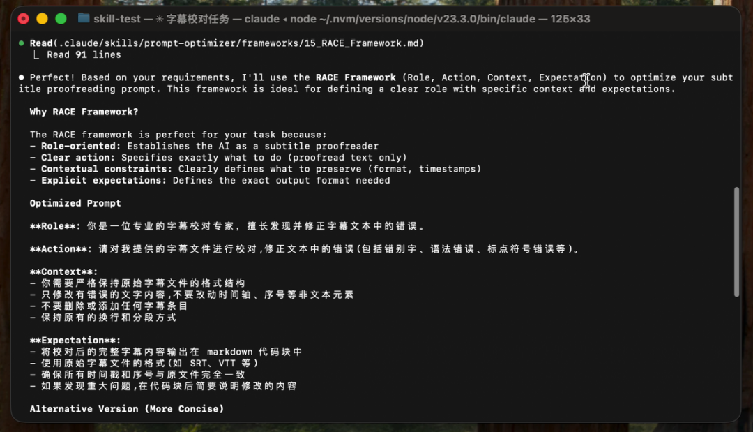 RACE框架优化结果展示