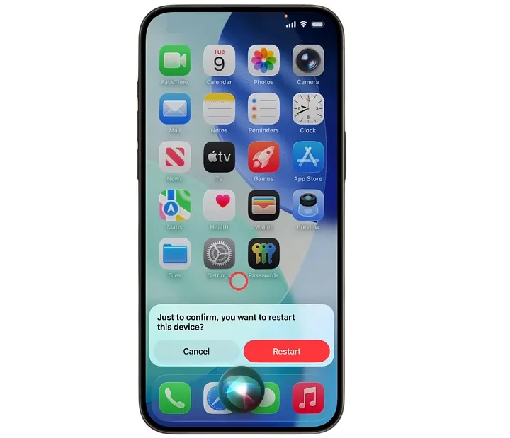 iPhone 重启确认对话框截图