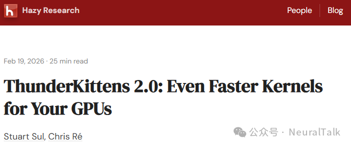 Hazy Research 官网关于 ThunderKittens 2.0 的文章截图