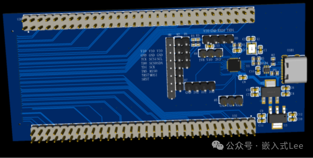 CH347F调试工具PCB布局图