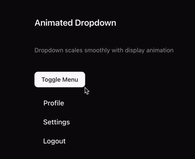 使用离散属性动画实现的下拉菜单缩放效果