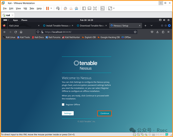 Nessus安装欢迎页面