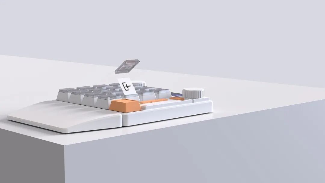 白色机械键盘设计图部分键帽抬起