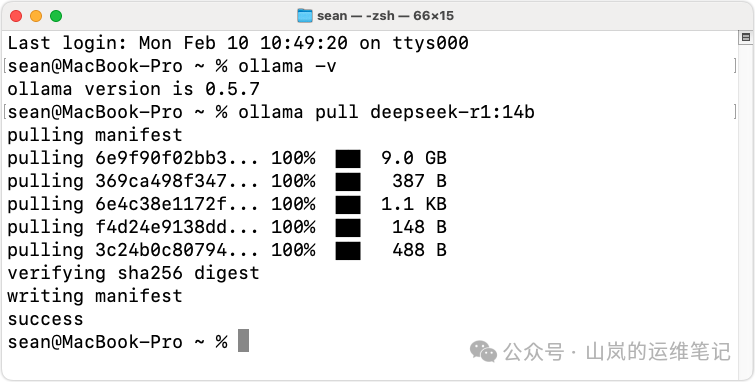 终端拉取DeepSeek模型过程