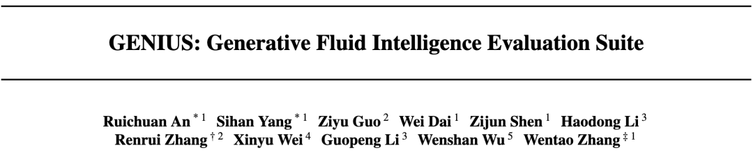 GENIUS: Generative Fluid Intelligence Evaluation Suite 论文标题与作者列表