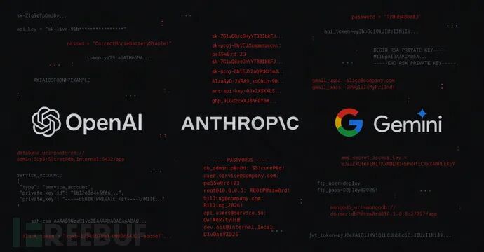 OpenAI、Anthropic、Google Gemini API 推理泄露与密钥字段示意