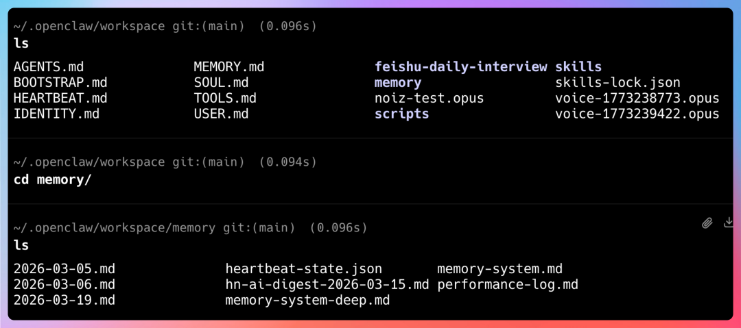工作空间Memory目录文件列表