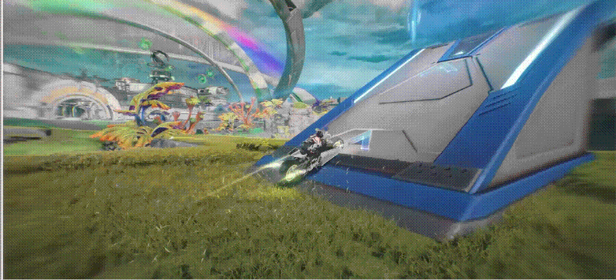 未来科技载具在不同自然与城市景观中行驶的组图