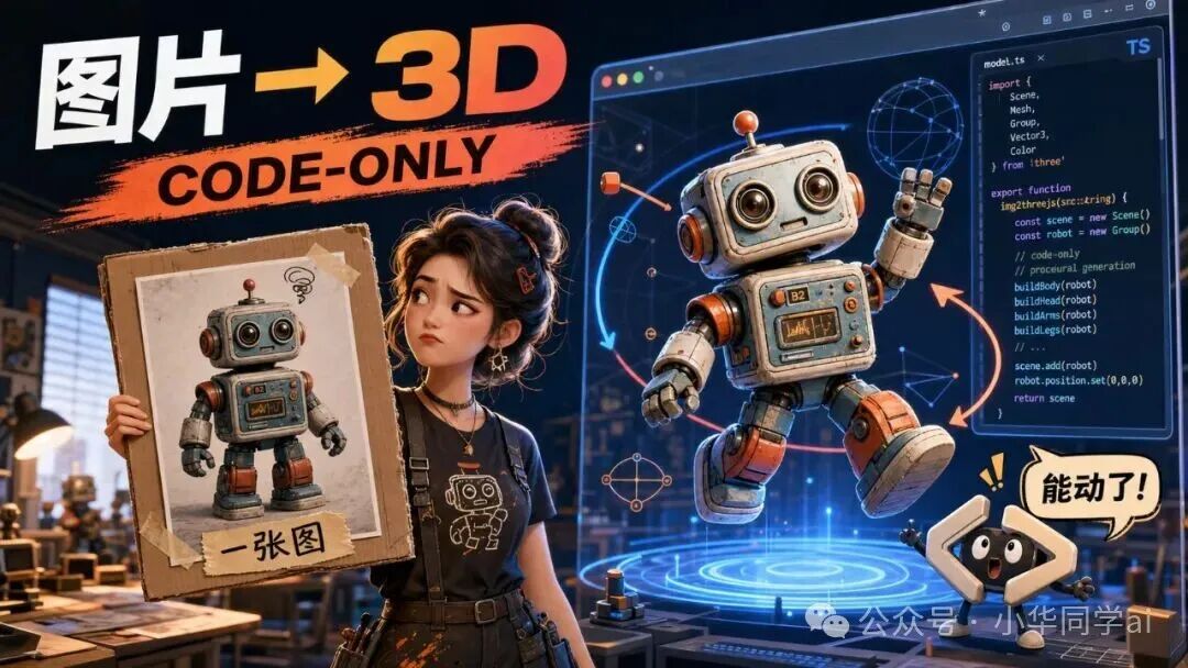 一张图到3D代码生成流程示意图